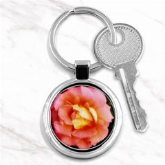 Light Orange And Pink Rose Key Chains (round)  by okhismakingart