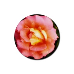 Light Orange And Pink Rose Rubber Coaster (round)  by okhismakingart