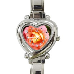 Light Orange And Pink Rose Heart Italian Charm Watch by okhismakingart