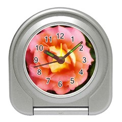 Light Orange And Pink Rose Travel Alarm Clock by okhismakingart