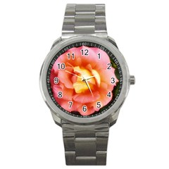 Light Orange And Pink Rose Sport Metal Watch by okhismakingart