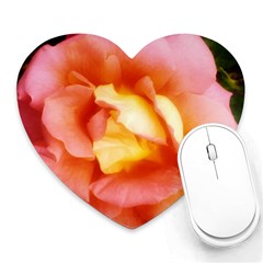 Light Orange And Pink Rose Heart Mousepads by okhismakingart