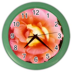 Light Orange And Pink Rose Color Wall Clock by okhismakingart