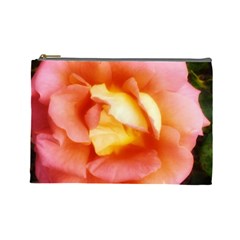 Light Orange And Pink Rose Cosmetic Bag (large) by okhismakingart