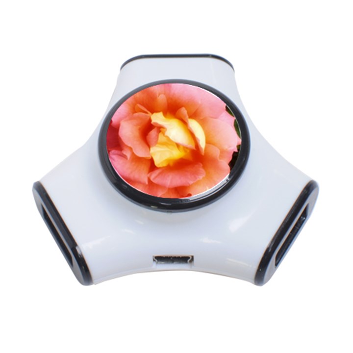 Light Orange and Pink Rose 3-Port USB Hub