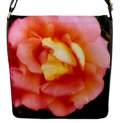 Light Orange And Pink Rose Flap Closure Messenger Bag (s) by okhismakingart