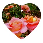 Pink Rose Field Ornament (Heart) Front