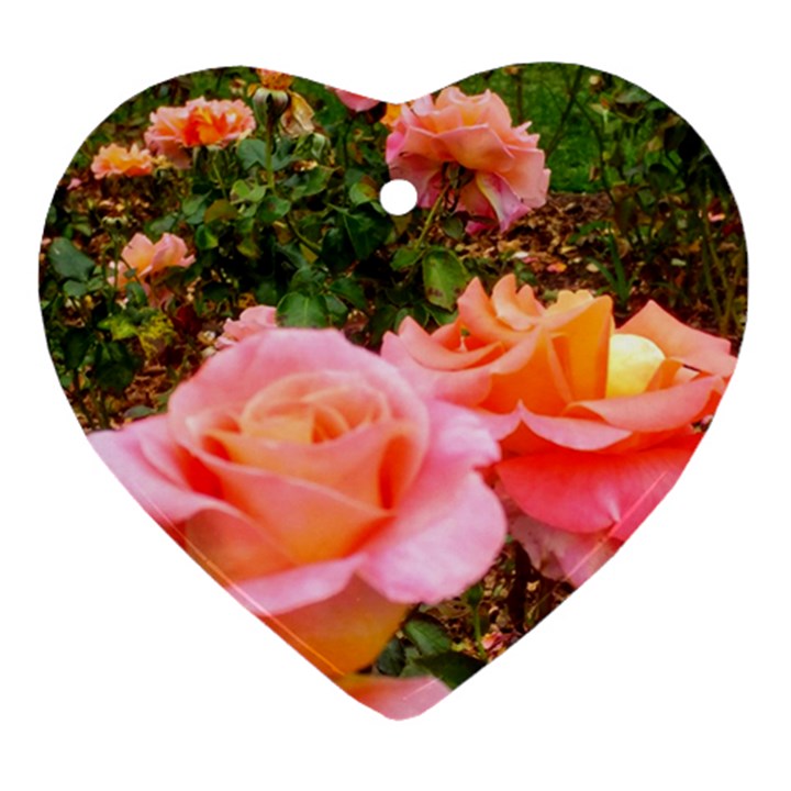 Pink Rose Field Ornament (Heart)