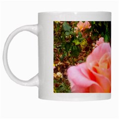 Pink Rose Field White Mugs by okhismakingart