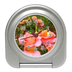 Pink Rose Field Travel Alarm Clock by okhismakingart