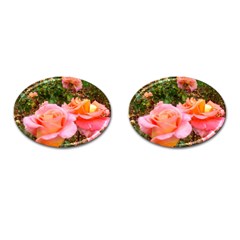 Pink Rose Field Cufflinks (oval) by okhismakingart