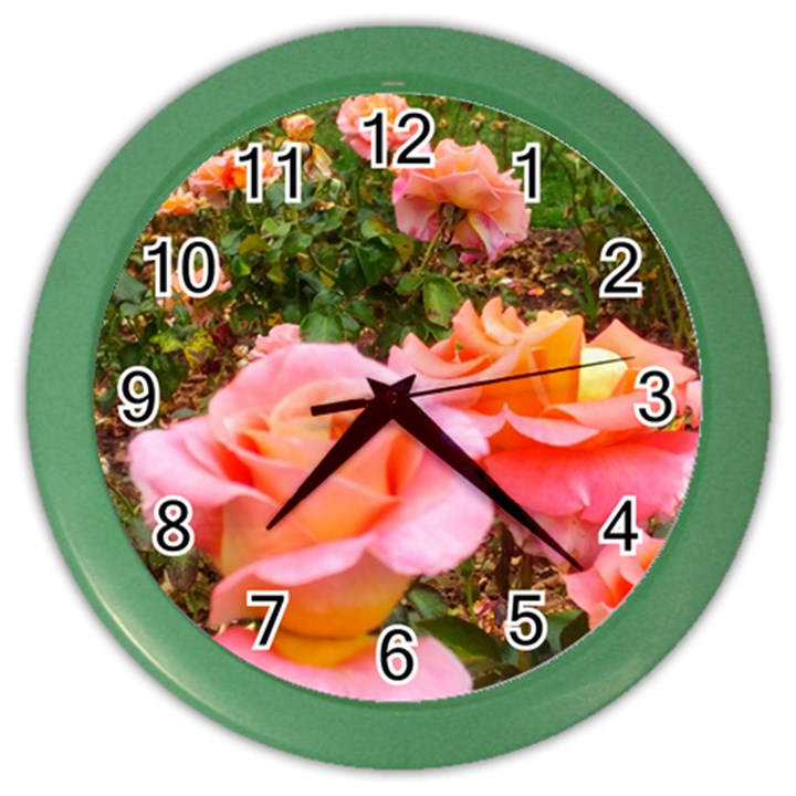 Pink Rose Field Color Wall Clock