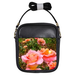 Pink Rose Field Girls Sling Bag by okhismakingart