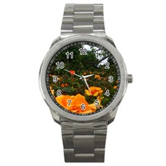 Orange Rose Field Sport Metal Watch by okhismakingart