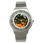 Orange Rose Field Stainless Steel Watch Front