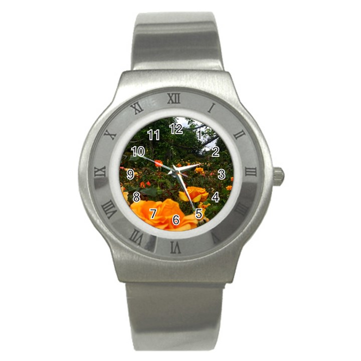 Orange Rose Field Stainless Steel Watch