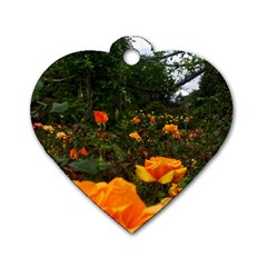 Orange Rose Field Dog Tag Heart (two Sides) by okhismakingart