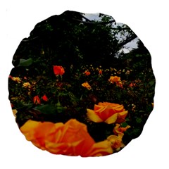 Orange Rose Field Large 18  Premium Round Cushions by okhismakingart