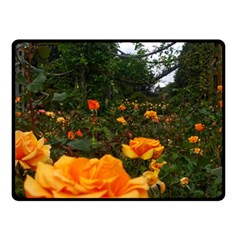 Orange Rose Field Double Sided Fleece Blanket (small)  by okhismakingart