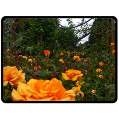 Orange Rose Field Double Sided Fleece Blanket (large)  by okhismakingart