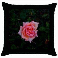 Pink Angular Rose Throw Pillow Case (black) by okhismakingart