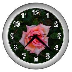 Pink Angular Rose Wall Clock (silver) by okhismakingart