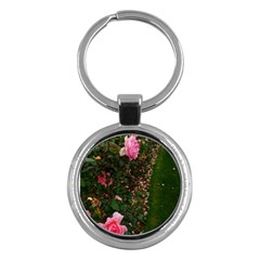 Pink Rose Field (sideways) Key Chains (round)  by okhismakingart