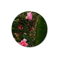 Pink Rose Field (sideways) Magnet 3  (round) by okhismakingart