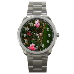 Pink Rose Field (sideways) Sport Metal Watch by okhismakingart