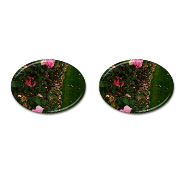 Pink Rose Field (Sideways) Cufflinks (Oval)