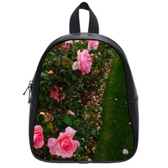 Pink Rose Field (sideways) School Bag (small) by okhismakingart