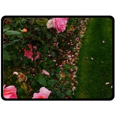 Pink Rose Field (sideways) Fleece Blanket (large)  by okhismakingart