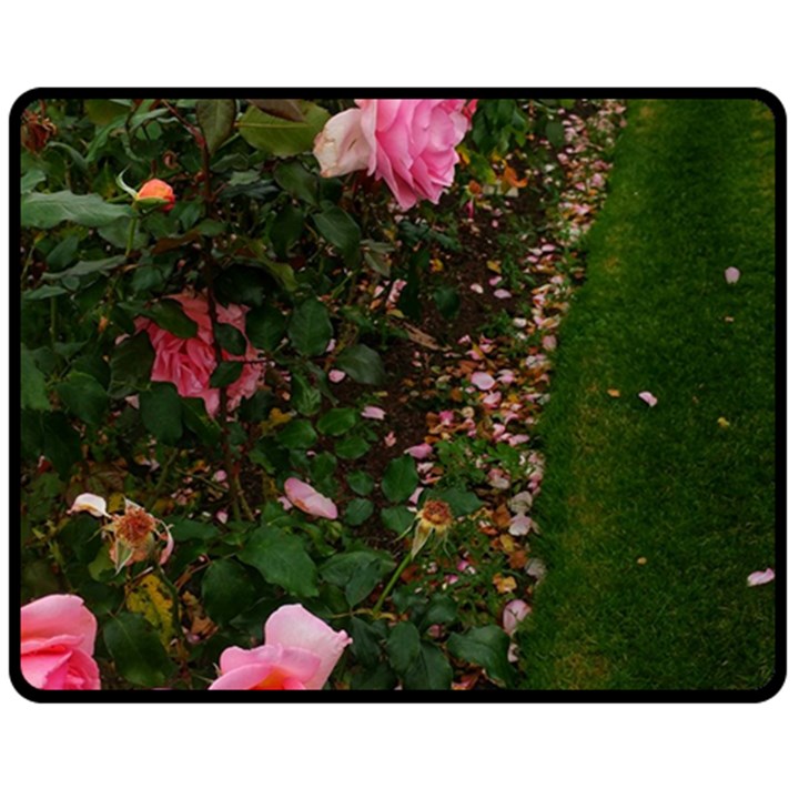 Pink Rose Field (Sideways) Fleece Blanket (Medium) 