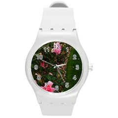 Pink Rose Field (sideways) Round Plastic Sport Watch (m) by okhismakingart