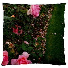 Pink Rose Field (sideways) Large Cushion Case (one Side) by okhismakingart