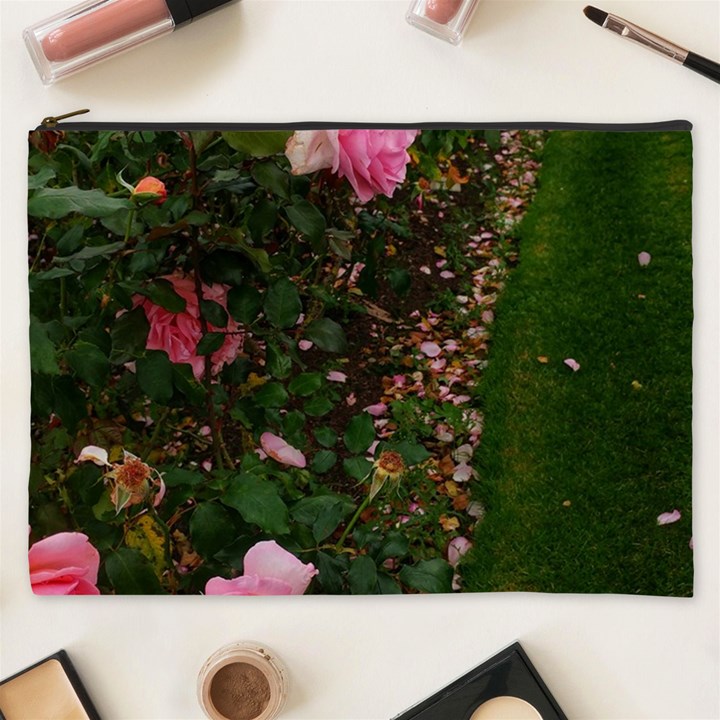 Pink Rose Field (Sideways) Cosmetic Bag (XXXL)