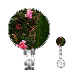 Pink Rose Field (sideways) Stainless Steel Nurses Watch by okhismakingart