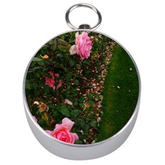 Pink Rose Field (sideways) Silver Compasses by okhismakingart