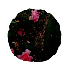 Pink Rose Field (sideways) Standard 15  Premium Flano Round Cushions by okhismakingart