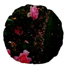 Pink Rose Field (sideways) Large 18  Premium Flano Round Cushions by okhismakingart