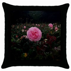 Pink Rose Field Ii Throw Pillow Case (black) by okhismakingart