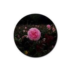 Pink Rose Field Ii Rubber Coaster (round)  by okhismakingart