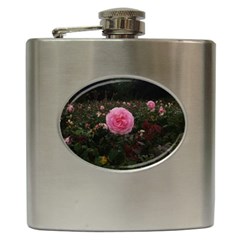 Pink Rose Field Ii Hip Flask (6 Oz) by okhismakingart