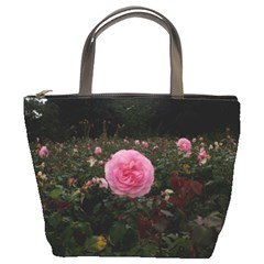 Pink Rose Field Ii Bucket Bag by okhismakingart