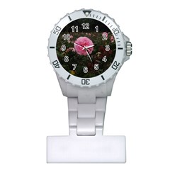 Pink Rose Field Ii Plastic Nurses Watch by okhismakingart