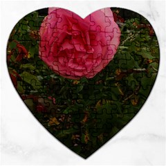 Round Pink Rose Jigsaw Puzzle (heart) by okhismakingart