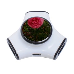 Round Pink Rose 3-port Usb Hub by okhismakingart