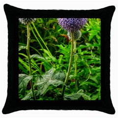 Purple Spherical Flower Throw Pillow Case (black) by okhismakingart