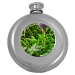 Purple Spherical Flower Round Hip Flask (5 oz) Front