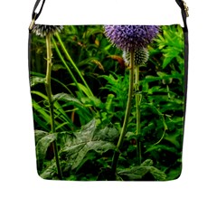 Purple Spherical Flower Flap Closure Messenger Bag (l) by okhismakingart